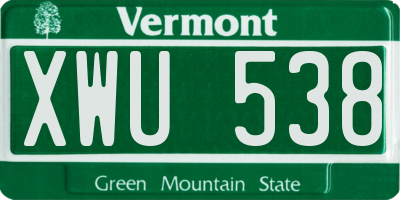VT license plate XWU538