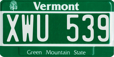 VT license plate XWU539