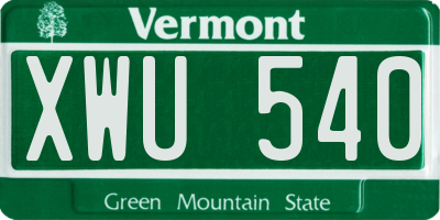 VT license plate XWU540