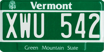 VT license plate XWU542