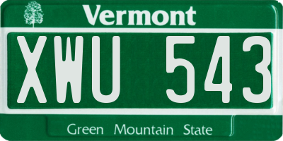 VT license plate XWU543