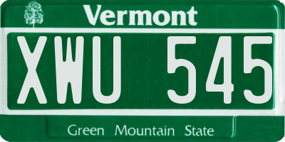 VT license plate XWU545