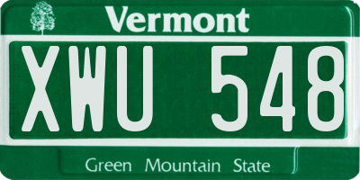 VT license plate XWU548