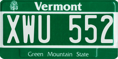 VT license plate XWU552