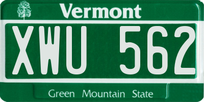 VT license plate XWU562