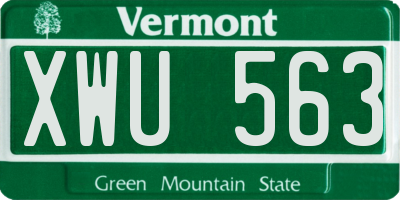 VT license plate XWU563