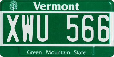 VT license plate XWU566