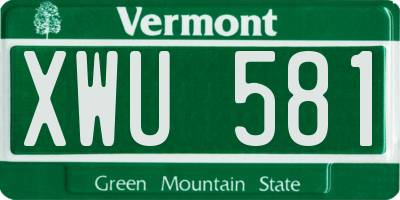 VT license plate XWU581
