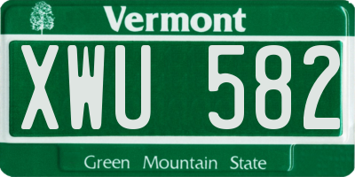 VT license plate XWU582