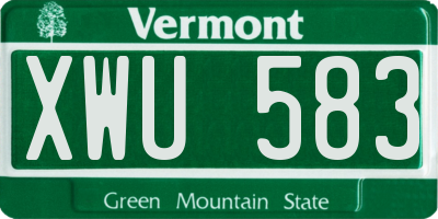 VT license plate XWU583