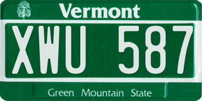 VT license plate XWU587