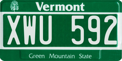 VT license plate XWU592