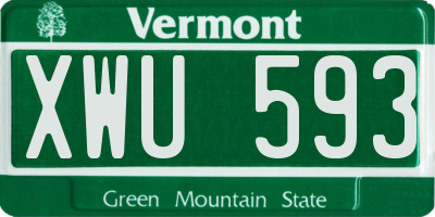 VT license plate XWU593