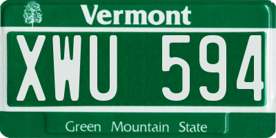 VT license plate XWU594
