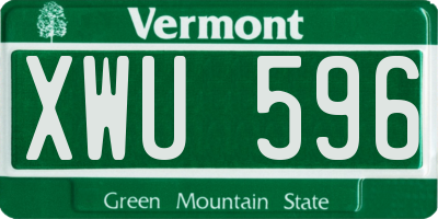 VT license plate XWU596