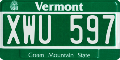 VT license plate XWU597