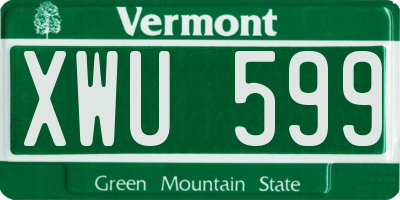 VT license plate XWU599