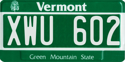 VT license plate XWU602