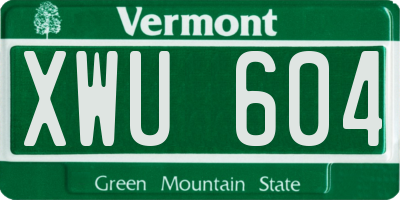 VT license plate XWU604