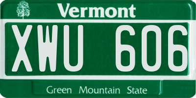 VT license plate XWU606