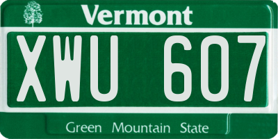 VT license plate XWU607
