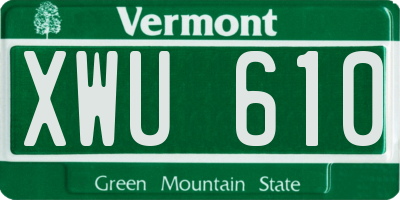 VT license plate XWU610