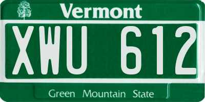 VT license plate XWU612