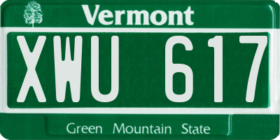 VT license plate XWU617