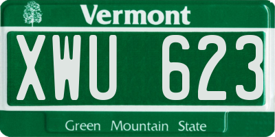 VT license plate XWU623