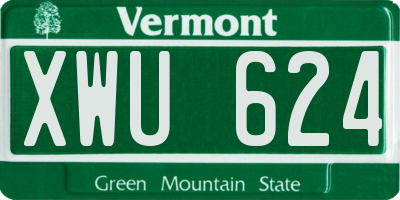 VT license plate XWU624