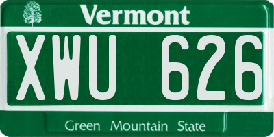 VT license plate XWU626