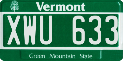 VT license plate XWU633