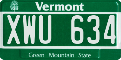 VT license plate XWU634