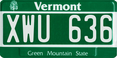 VT license plate XWU636