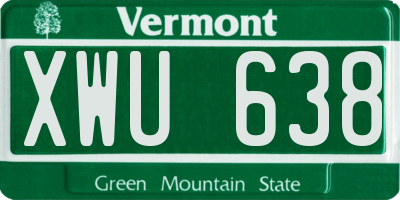 VT license plate XWU638