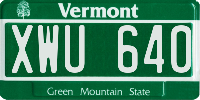 VT license plate XWU640