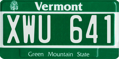 VT license plate XWU641