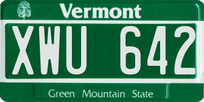 VT license plate XWU642