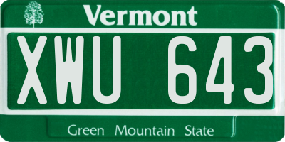 VT license plate XWU643