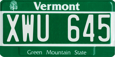 VT license plate XWU645