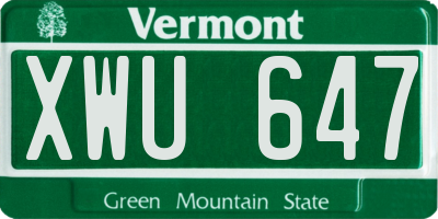 VT license plate XWU647