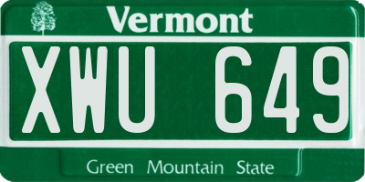 VT license plate XWU649
