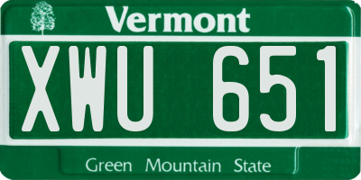 VT license plate XWU651