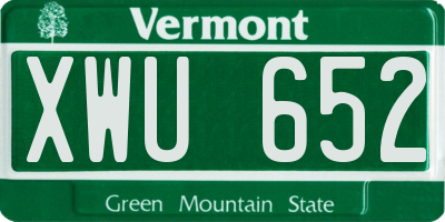 VT license plate XWU652