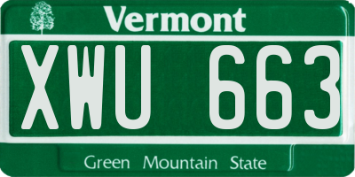 VT license plate XWU663
