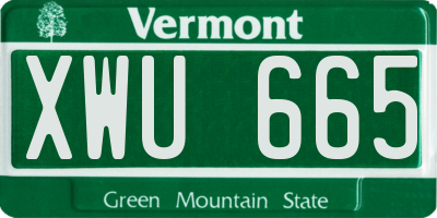 VT license plate XWU665