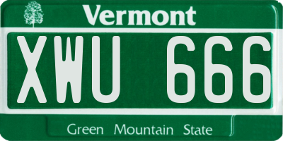 VT license plate XWU666