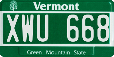 VT license plate XWU668
