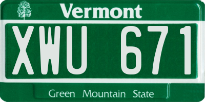 VT license plate XWU671