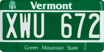 VT license plate XWU672